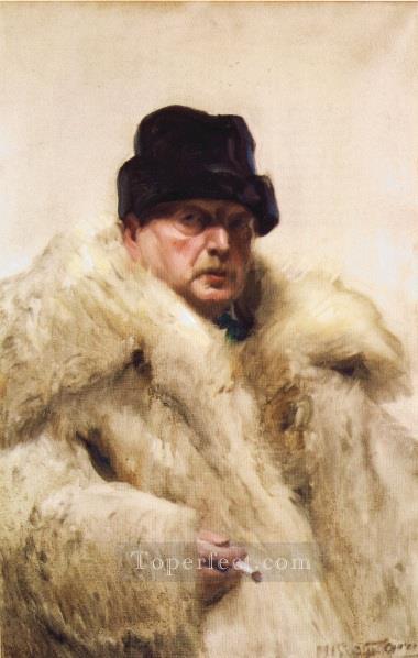 Self portrait in a wolfskin foremost Sweden Anders Zorn Oil Paintings